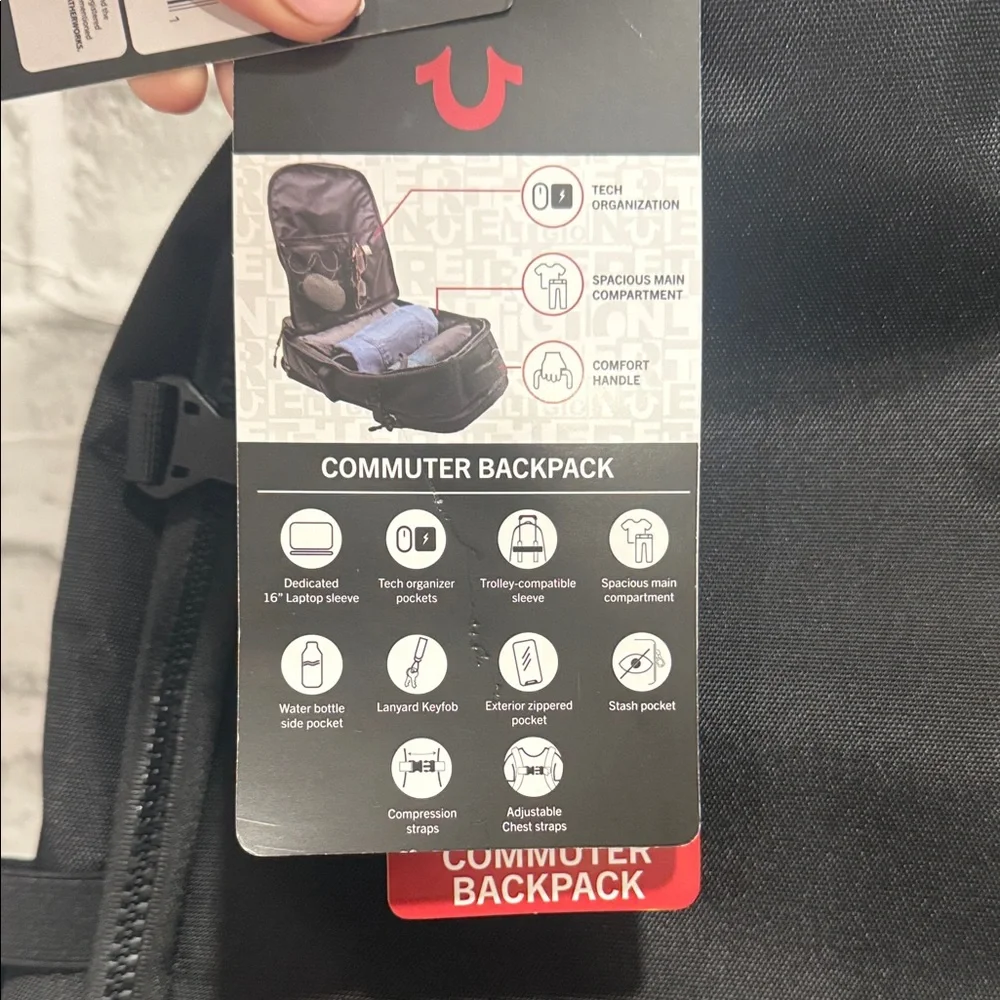 True Religion Black Men's Commuter Backpack